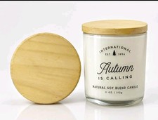 International Autumn Is Calling Soy Blend Jar Candle Wooden Lid 11 oz White picture