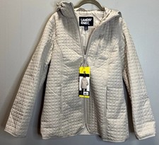 Lands' End Quilted Hooded Full Zip Jacket Women’s Size Small Beige Solid Lined picture