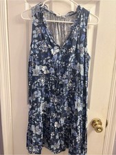 GAP Blue Floral Ruffle-Trim Dress picture