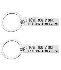 Couples Keychain “I Love You More The End I Win” Stainless Steel Gift Him Her picture