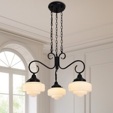Classic Vintage 3-Light Pedant Light Black Chandelier for Living Room Kitchen picture