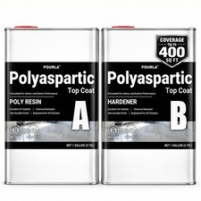 POURLA UltraShield Polyaspartic Floor Coating Kit, Clear Top Coat, 2 Gallon Kit picture