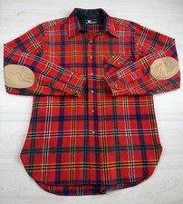 Vtg Pendleton Lobo Wool Plaid Flannel Shirt Red Button Up 70s USA Made Mens L picture