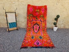 Vintage Moroccan Boujad Rug Orange Pink Tribal Handmade Wool Boho Area Rug picture