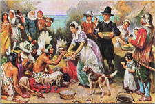 Postcard Art Painting First Thanksgiving 1621 JLG Ferris 