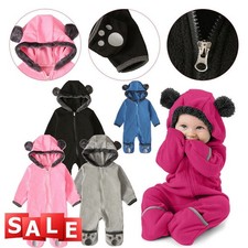 Winter Newborn Baby Boys girls Fleece Jumpsuit Hooded Romper Warm Coat Outwear picture