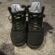 Jordan Air Jordan 5 Men's Black Blue Gray Mid Top Lace-Up Basketball Sneaker picture