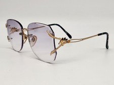 Vintage Les Halles Rimless Gold-Tone Sunglasses Purple Gradient Lenses 58-15-131 picture