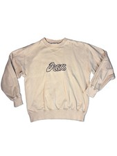 Vintage Asics Sweatshirt Mens Sz L 90s Crewneck Pullover Beige Retro Neutral picture