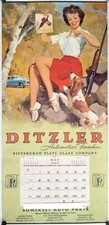 VINTAGE 22x46 GIL ELVGREN 1967 PINUP GIRL & REMINGTON SHOTGUN CALENDAR ART PRINT picture