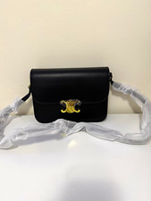 CELINE Black Small Crossbody Bag Gold-Tone Logo Hardware Clasp Detachable Strap picture