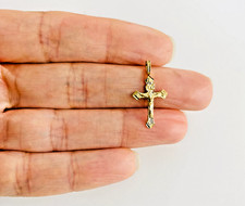 14K Solid Yellow Gold Cross Pendant - 0.82