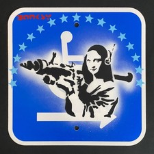 Very Vintage Rare Banksy Original spray stencil  Street Sign Painting 2016 picture