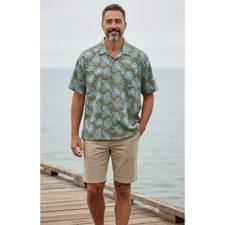 VTG OCEAN PACIFIC OP HAWAIIAN BUTTONUP SHIRT REVERSE PRINT GREEN BLUE MENS LARGE picture