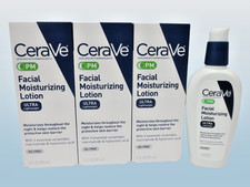 CERAVE PM FACIAL MOISTURIZING LOTION ULTRA LIGHWEIGHT 3 OZ BOXED LOT OF 3 picture