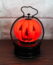 Vintage Wales Hong Kong Light Up Glass Pumpkin Lantern Halloween Decor picture