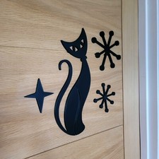 Mid Century Modern Vintage Style Atomic Cats & Starburst Wall Décor 60s Art Deco picture