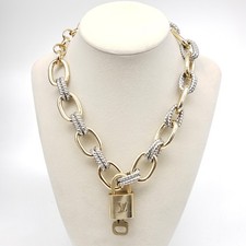 Authentic Louis Vuitton Gold Padlock w/ Unbranded Fashion Geometry Necklace picture