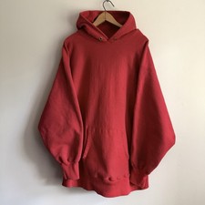 Vintage 80s Champion Reverse Weave Lands End Blank Red Pullover Hoodie 2XL picture