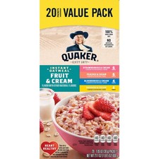 Quaker Instant Oatmeal, Fruit & Cream Variety Pack, 20 Packets picture