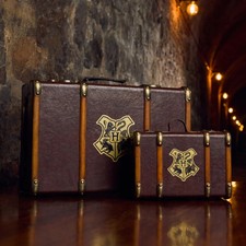 Harry Potter Hogwarts School Wooden Luggage Suitcase SMALL + LARGE Trunk Bundle picture