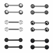 12pcs 14G Nipple Rings Surgical Steel Tongue Ring Barbell Nipplerings Piercing picture