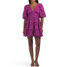 Cynthia Rowley Purple Eyelet Mini Dress NWOT picture