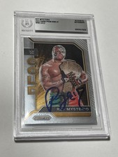 Rey Mysterio Signed Card Slabbed Beckett BAS IP Auto Panini Prizm GOLD WWE a picture