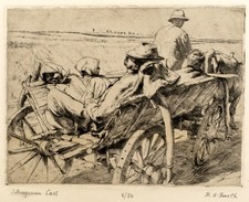 1938 British Original Etching, Hubert Andrew Freeth (1912-1986) Hungarian Cart picture