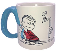 Hallmark Peanuts Linus & Snoopy Dimensional Blue Blanket Handle ZIP Mug Cup 17oz picture