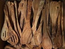 Olive Wood Kitchen Utensils, Spoons/Spatulas 11.5 in. Assorted Set of 5 Pieces. picture