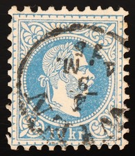 Austria 1867 10kr Blue Franz Joseph I Used Coarse Print Scott 30 Mi 38I picture