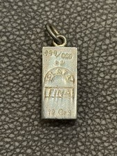 VINTAGE 999 PURE SILVER BAR PENDANT 12 GRAMS PLATA FINA FREEPOST UK picture