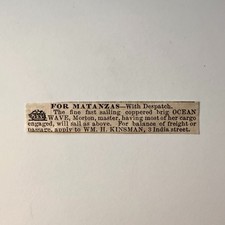 Wm. H. Kinsman For Matanzas 1860 Boston Ad 5AK9-S49 picture