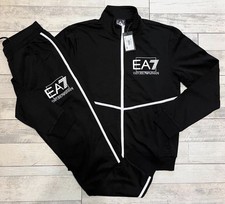 EMPORIO ARMANI EA7 Mens Tracksuit Jacket & Jogger Pants Black AUTHENTIC NEW picture