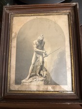 Antique 1876 On the Trail Brazil Chromolithograph Cosack & Co Buffalo Framed picture