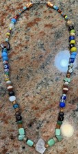 Native American Old Treasure Necklace, Old Trade Beads, Ghost Beads,Turquoise picture
