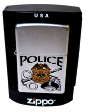 VTG 2004 Zippo Police Lighter Orange Sticker Seal Made USA New Original Box picture