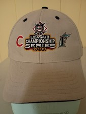 Vintage 2003 NLCS Chicago Cubs vs Marlins New Era Hat Cap Beige Strapback Y2K picture
