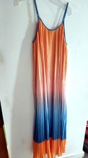Current Air Los Angeles NWT Pleated Ombre Maxi Dress Orange Pink Blue Strap Sz M picture