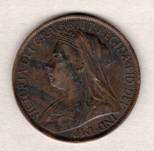 Great Britain 1898 1 Penny  BEAUITFUL COIN, TONING  AND FREE USA SHIP picture