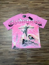 26/SS Mens NEW Godspeed Pink Skull Cross print Cotton Short sleeved T-shirt picture