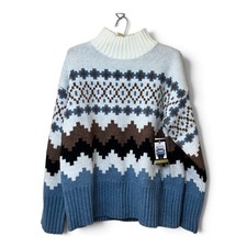 NWT Joseph A qu'est-ce que c'est silk Fair Isle Sweater Fisherman Womens M picture