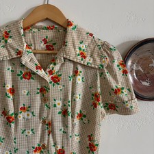 Vintage 70's Floral Sears Jr. Bazaar Button Up Mini Dress with Collar & Belt picture