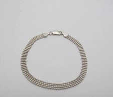 Vintage 925 Sterling Silver Four Row Micro Round Ball Bead Chain Bracelet picture