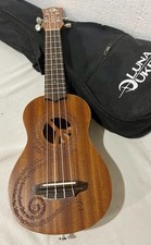 Luna  Ukulele - Maluhia Peace Sign Soprano - Natural Finish - W/ Tuner & Gig Bag picture