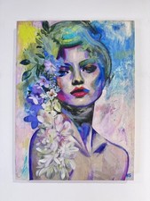 “Wildflower Soul” Original Art Acrylic Oil Woman Floral Flower Portrait  picture
