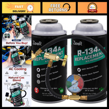 Eco-Friendly R134a AC Recharge Kit with 24-Inch Charging Hose Tool - 2 Cans picture