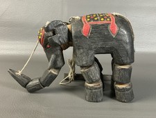 VINTAGE HAND CRAFTED WOODEN ARTICULATED ELEPHANT MARIONETTE  PUPPET WALL HANGING picture