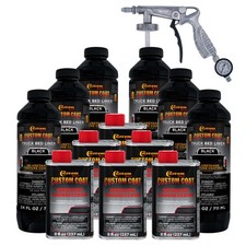 Bed Liner CUSTOM COAT BLACK 1.5 Gal Urethane Spray-On Truck Kit FREE Spray Gun picture